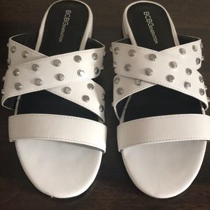 White BCBGeneration Dana Studded Slip Ons